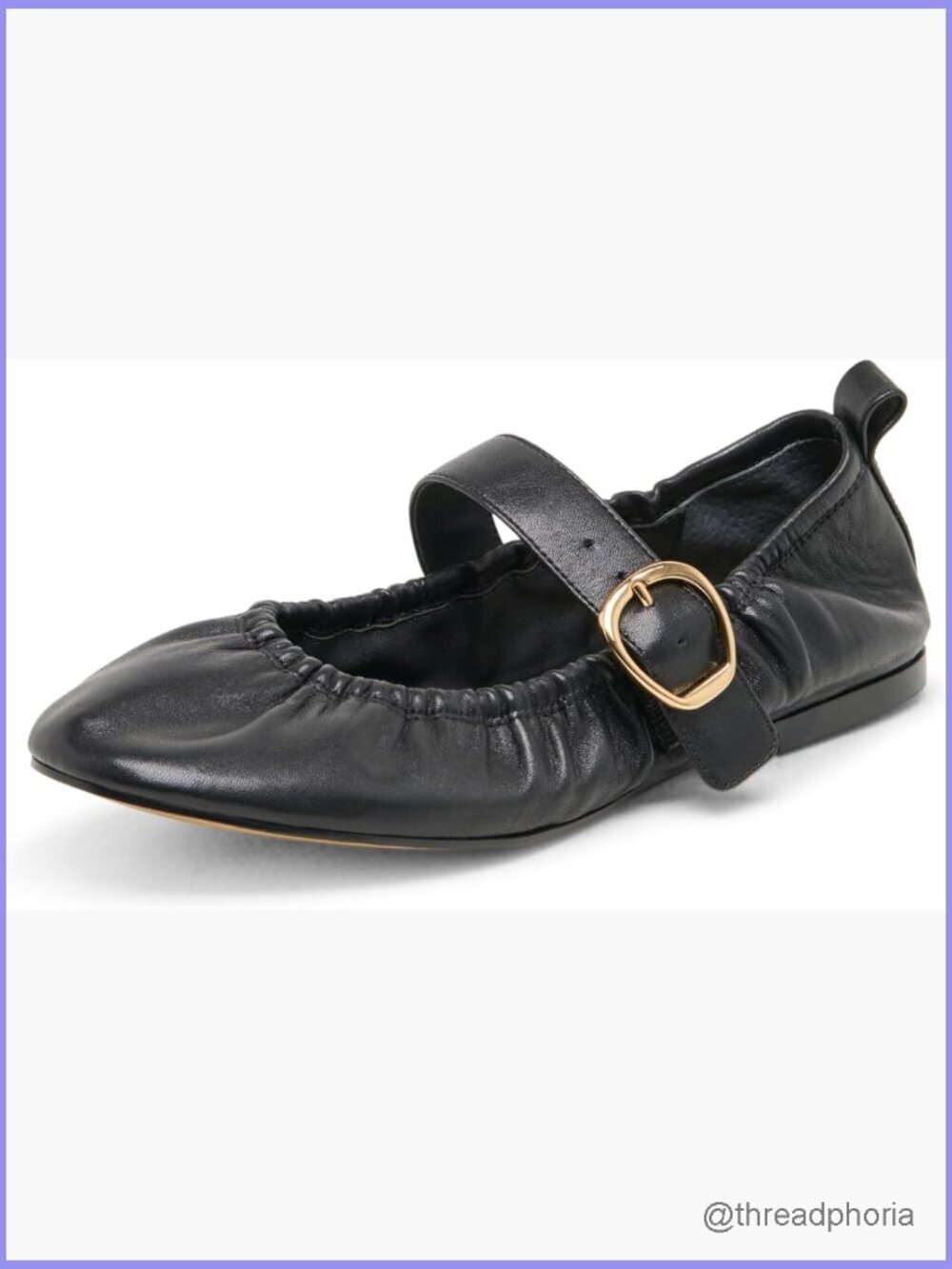 Ballet Flats with Mary Jane Strap and Gold Buckle
